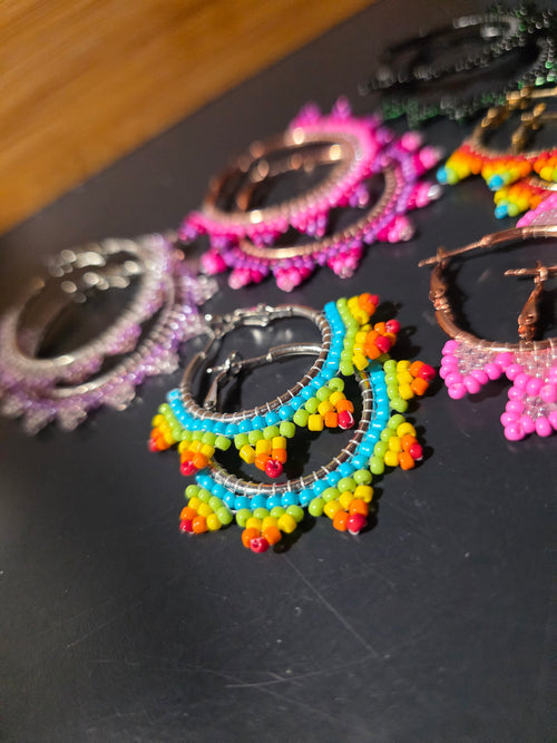 Beaded Point Hoop Earrings