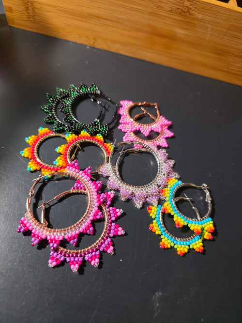 Beaded Point Hoop Earrings