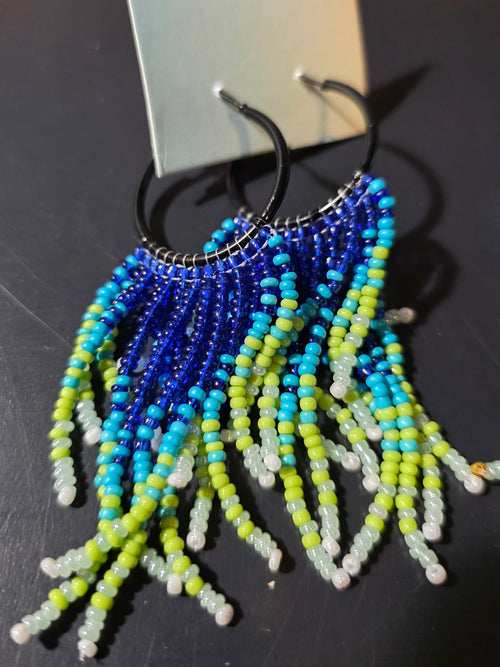 Beaded Fringe Jelly Earrings