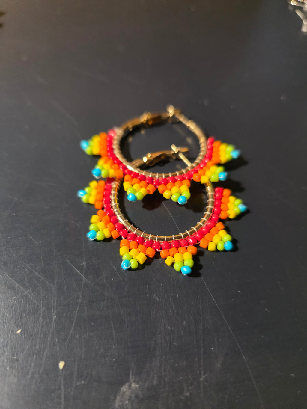 Beaded Point Hoop Earrings