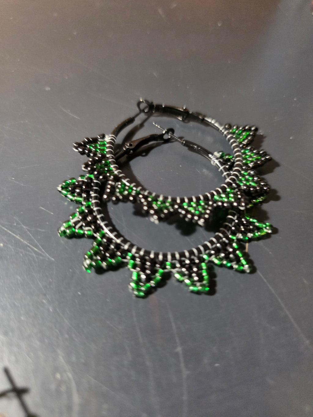 Beaded Point Hoop Earrings