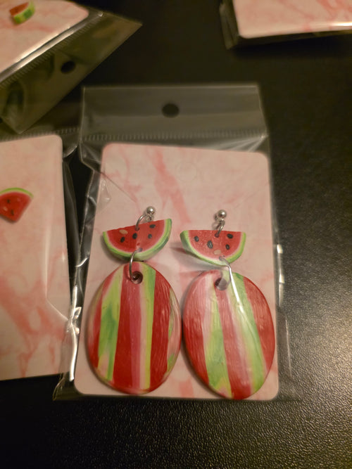 Clay Watermelon Earrings