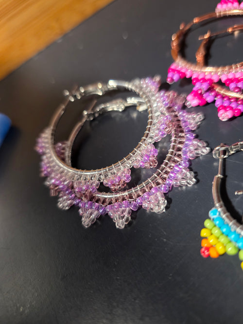 Beaded Point Hoop Earrings