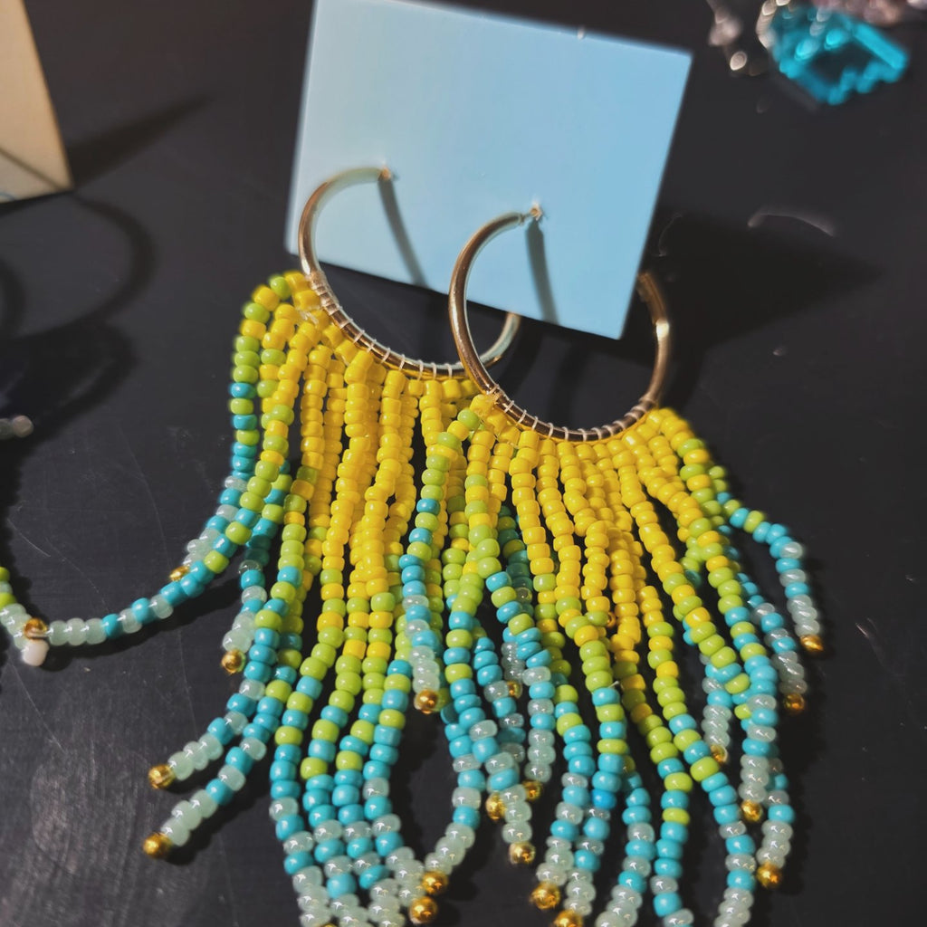 Beaded Fringe Jelly Earrings