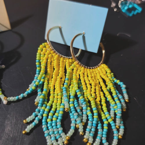 Beaded Fringe Jelly Earrings