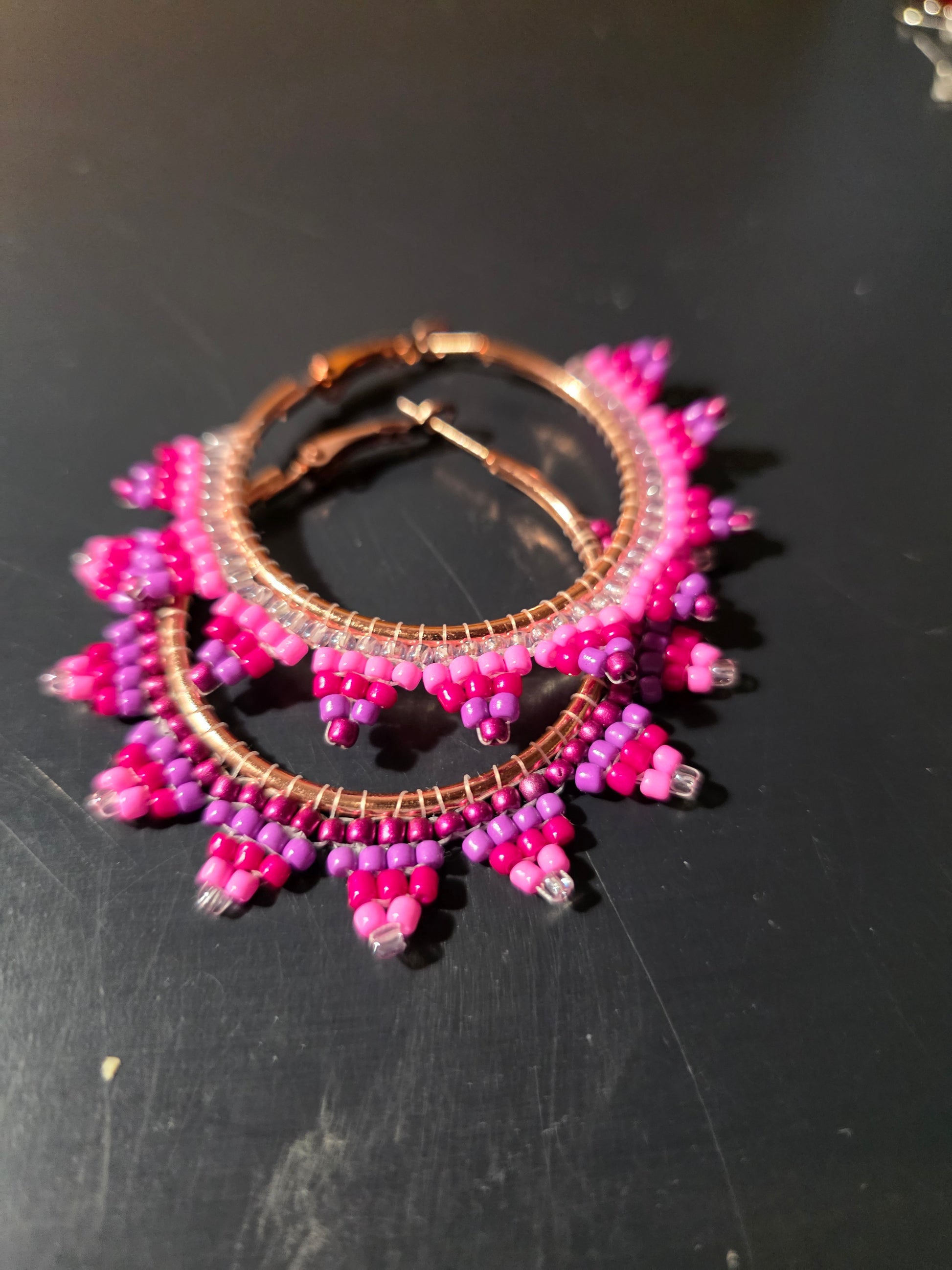 Beaded Point Hoop Earrings