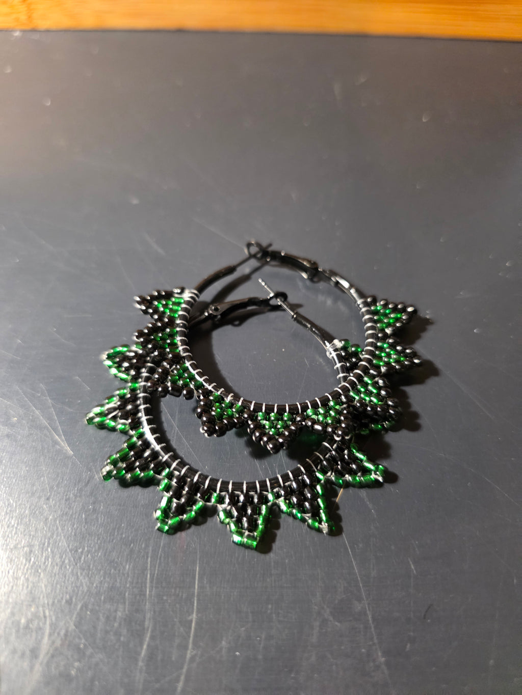Beaded Point Hoop Earrings