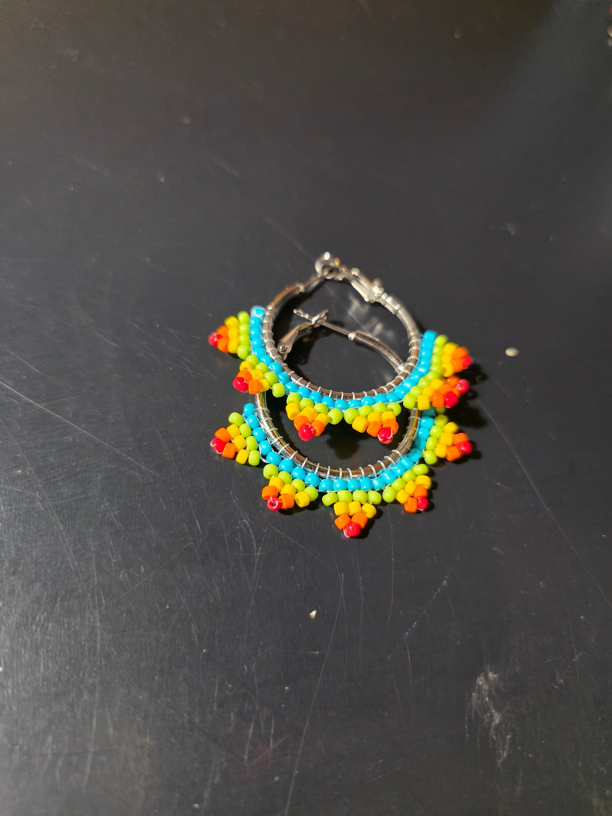 Beaded Point Hoop Earrings