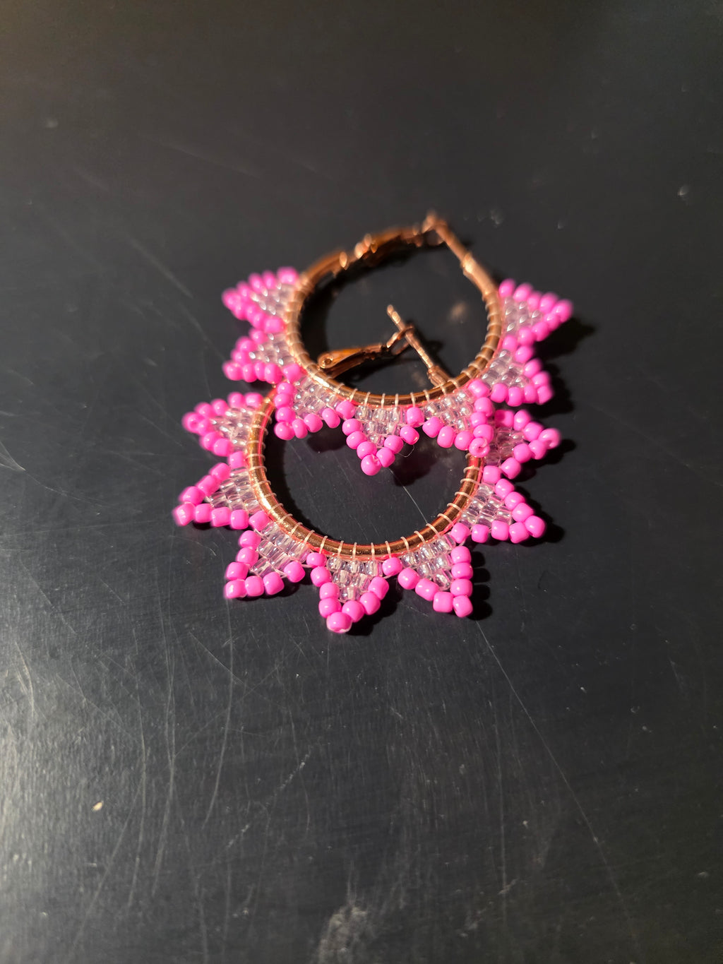 Beaded Point Hoop Earrings